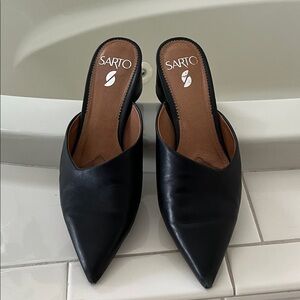 SARTO By Franco Sarto Black Leather Mules